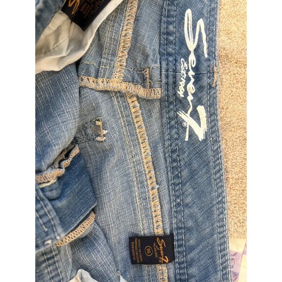Seven7 Luxe Jeans Womens 16 Blue Bootcut Mid Rise Embroidered Pockets Denim - Picture 2 of 8